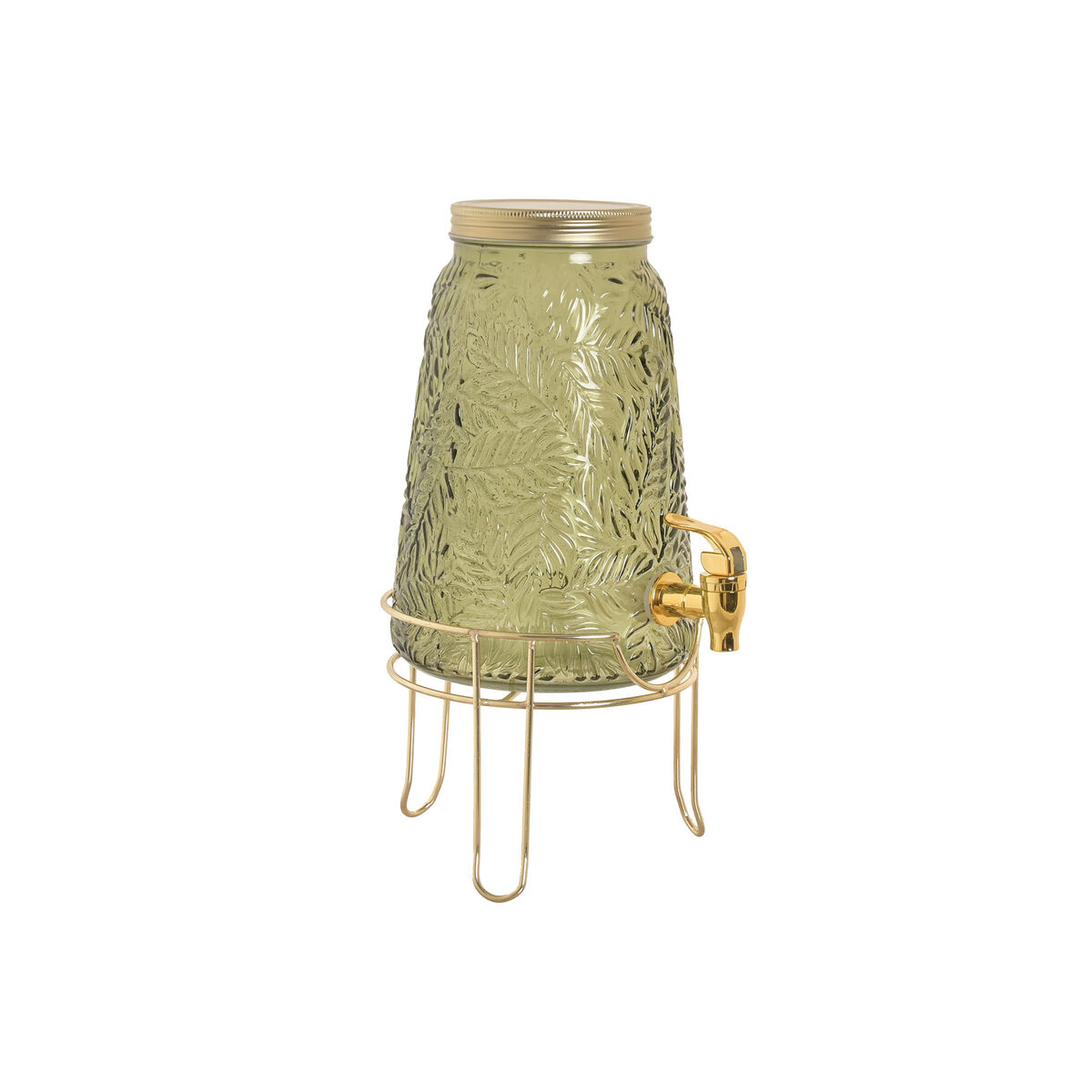 Dispenser Di Bevande Home Esprit Verde Dorato Metallo Cristallo Polistirene 3,3 L 19,3 X 19,3 X 36 cm