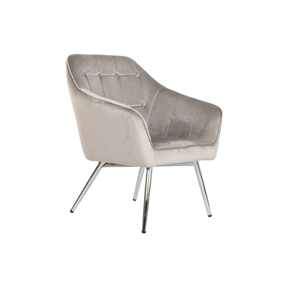 Poltrona Home Esprit Grigio Crema Dorato Argentato Poliestere Metallo 74 X 74 X 90 Cm 74 X 67 X 90 cm