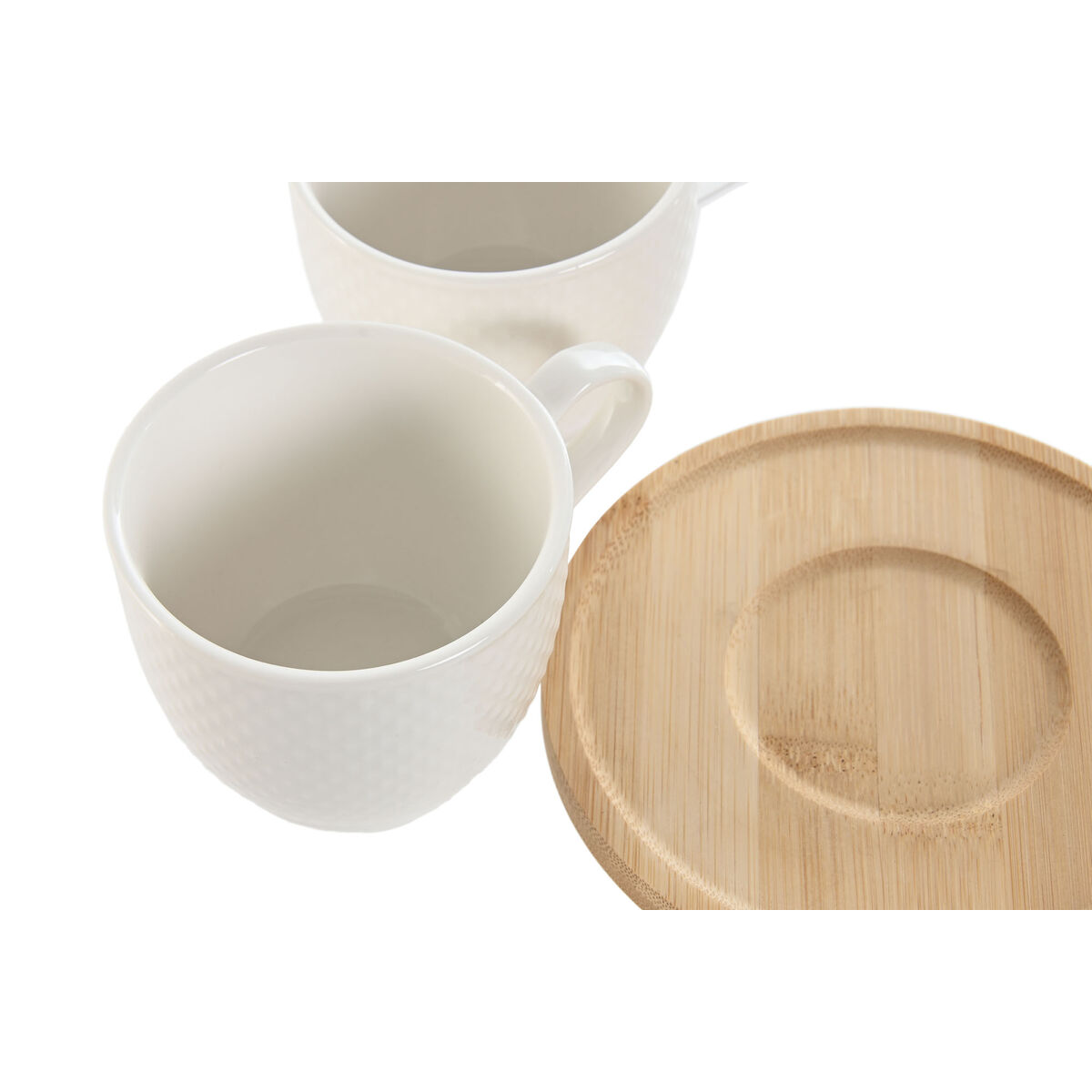 Set Di 6 Tazze Con Piatto Home Esprit Bianco Naturale Bambù Porcellana 220 ml - Image 3