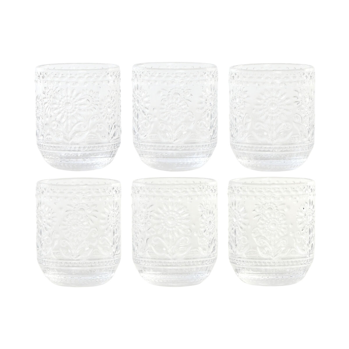 Set Di Bicchieri Home Esprit Trasparente Cristallo Con Rilievo 360 Ml (6 Unità)