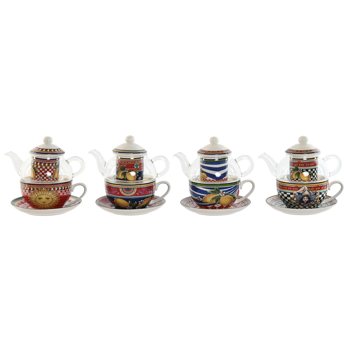 Teiera Home Esprit Giallo Rosso Cristallo Porcellana 1 L (4 Unità)