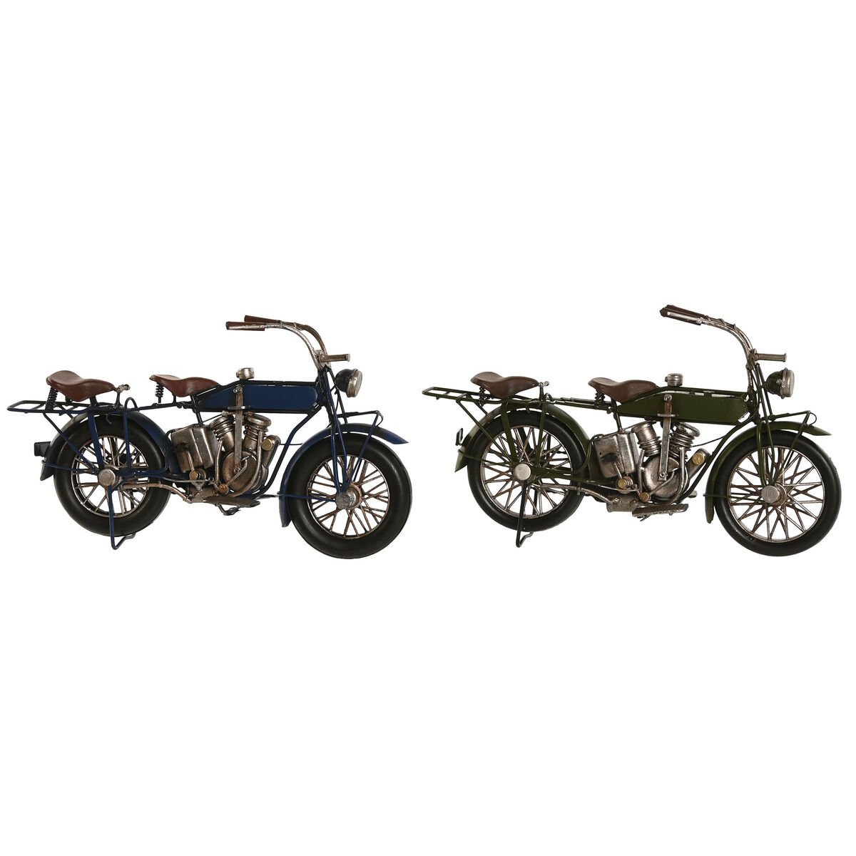 Statua Decorativa Home Esprit Azzurro Verde Moto Vintage 31 X 8 X 16 Cm (2 Unità)