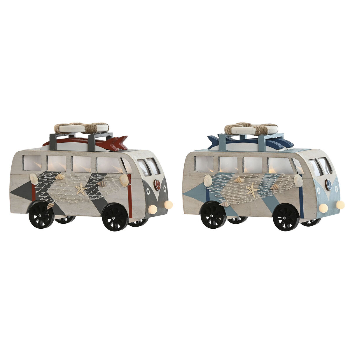 Statua Decorativa Home Esprit Azzurro Bianco Terracotta 22 X 7 X 14 Cm (2 Unità)