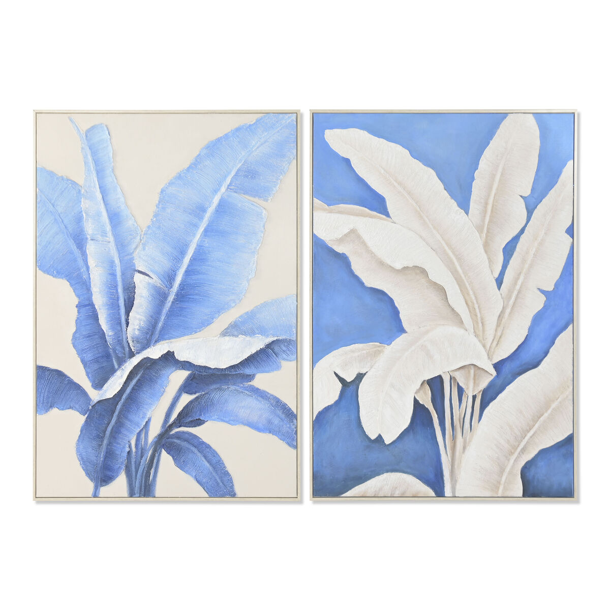 Tela Home Esprit Azzurro Bianco Fogli Tropicale 82,5 X 4,5 X 122,5 Cm (2 Unità)