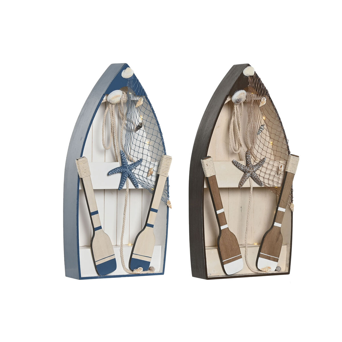 Statua Decorativa Home Esprit Azzurro Bianco Marrone 20 X 7 X 40 Cm (2 Unità)