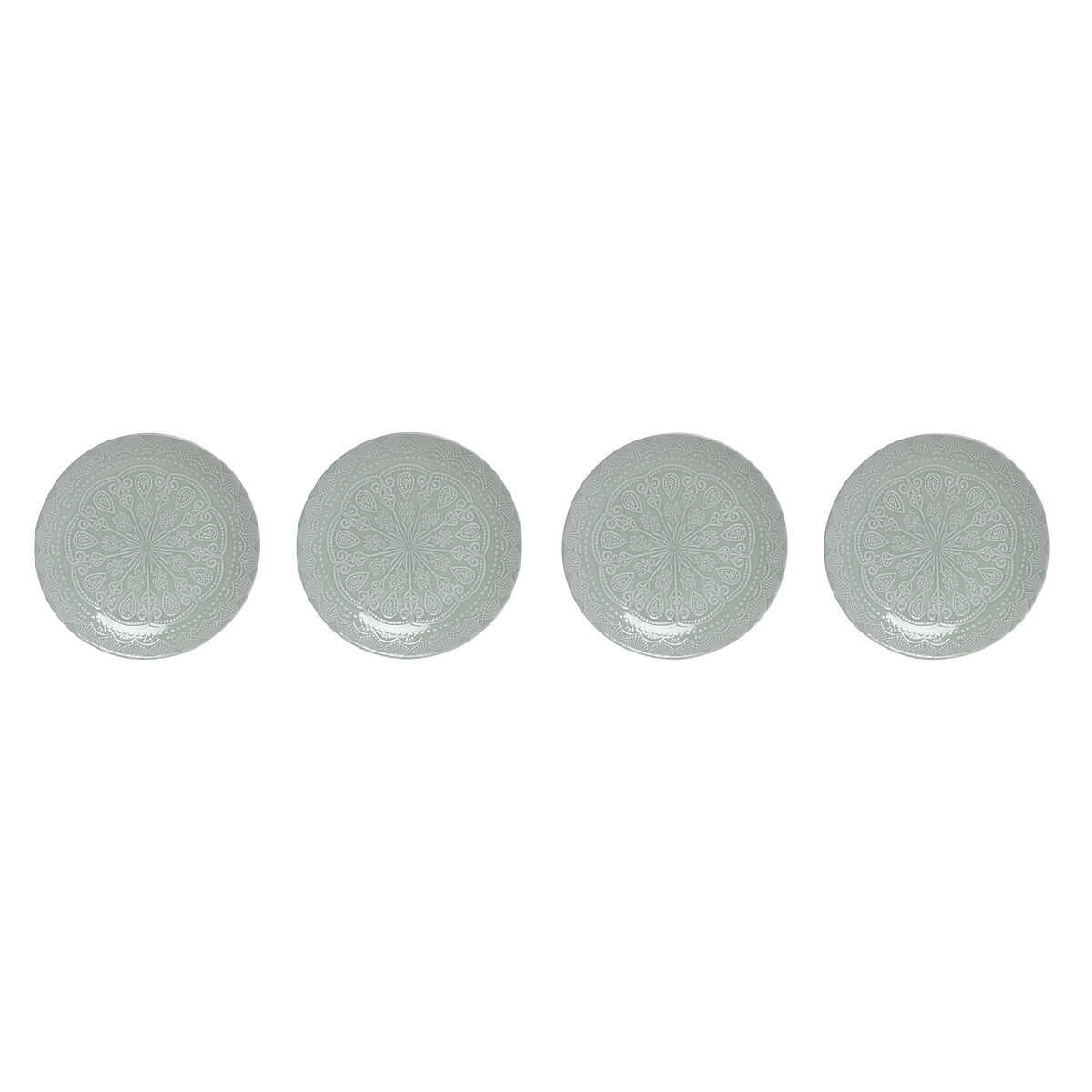 Set Di Piatti Home Esprit Verde Gres Mandala Arabo 27 X 27 X 2,5 cm