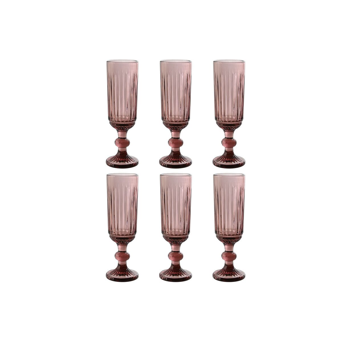 Set Di Bicchieri Home Esprit Rosa Cristallo 6 X 6 X 18,4 Cm (6 Unità)