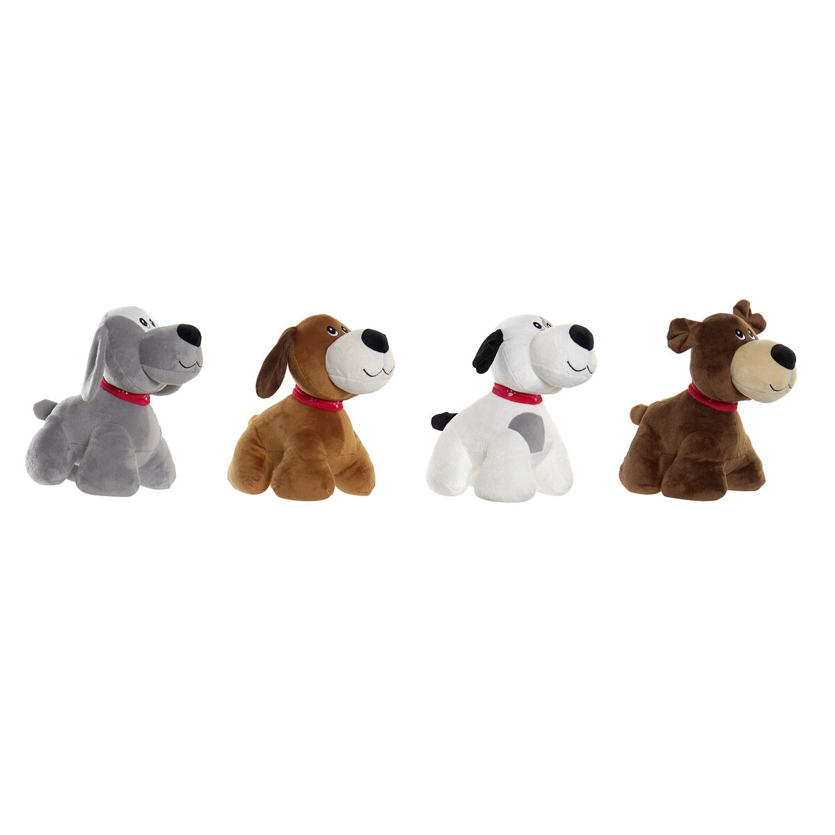 Peluche Home Esprit Bianco Marrone Grigio Poliestere Cane 22 X 21 X 26 Cm (4 Unità)