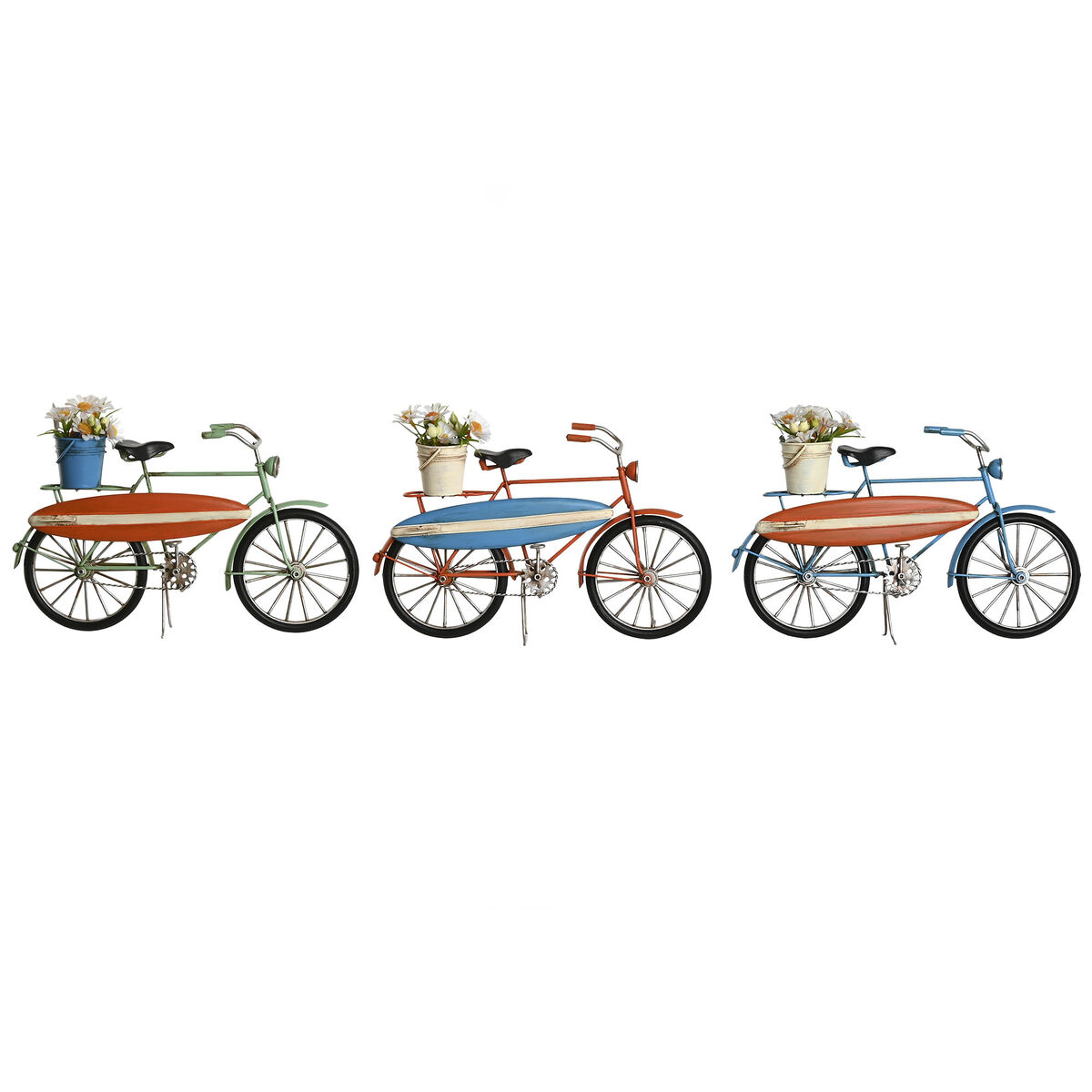 Statua Decorativa Home Esprit Azzurro Verde Arancio 31 X 8,5 X 19 Cm (3 Unità)
