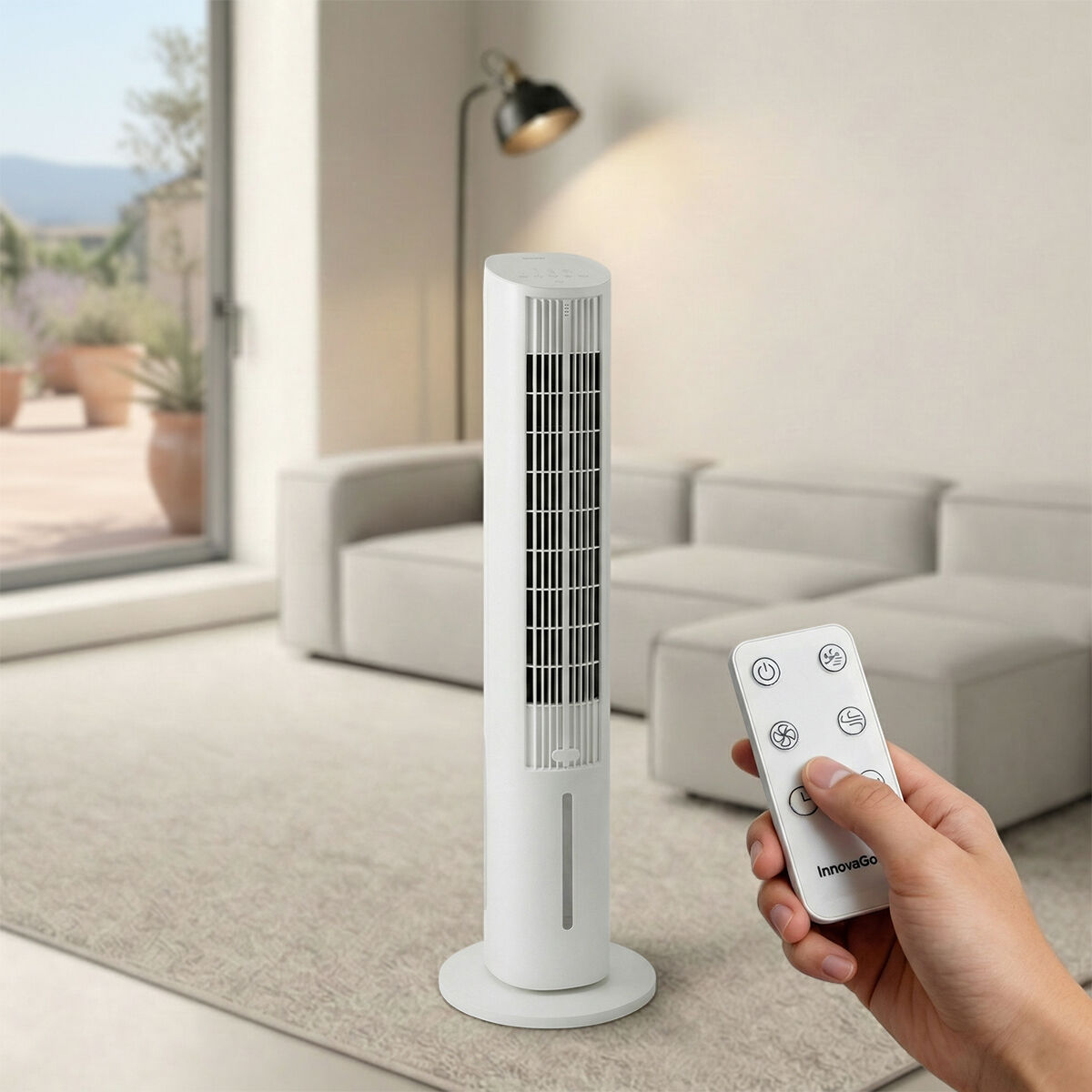 Climatizzatore Evaporativo Portatile A Torre Multifunzione Con Telecomando Hushly Innovagoods