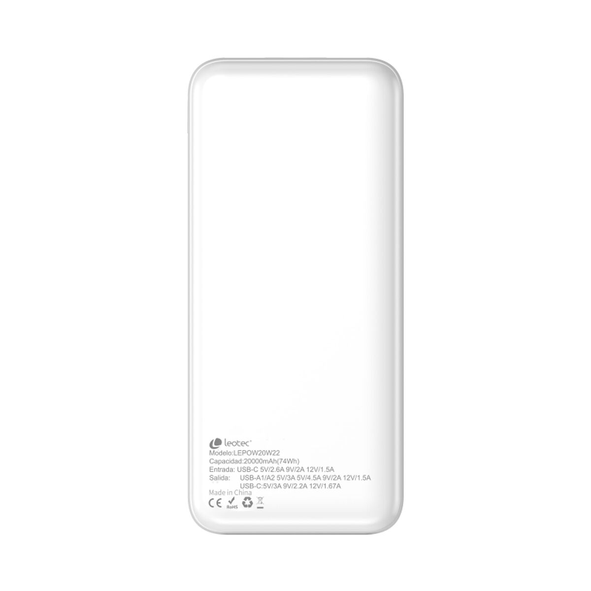 Powerbank Leotec Lepow20w22w Bianco 20000 Mah