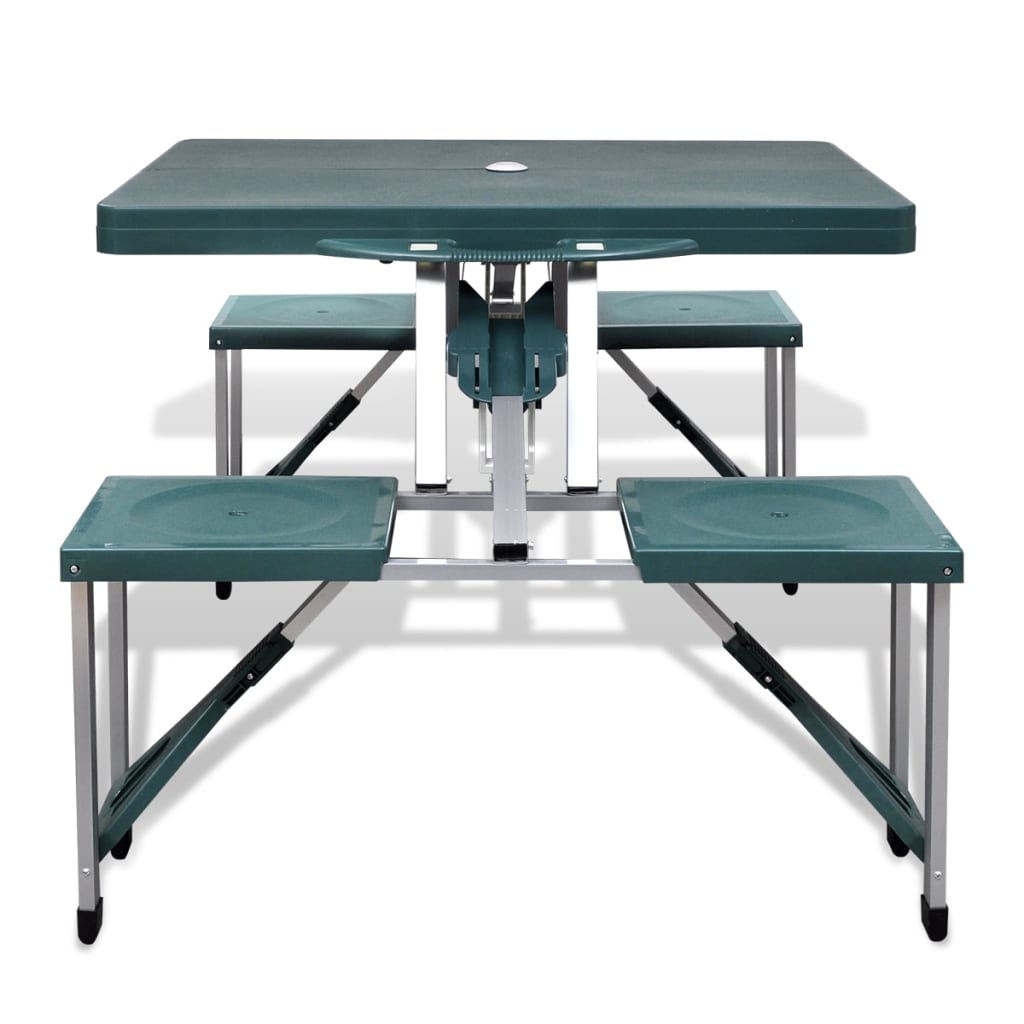 Set Tavolo Da Campeggio Con 4 Sedie In Alluminio Leggero Verde