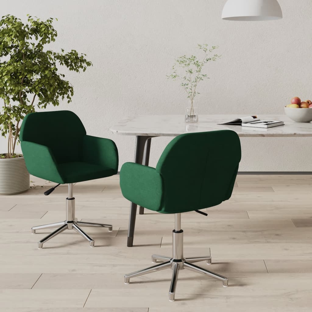 Sedie Da Pranzo Girevoli 2 Pz Verde Scuro In Tessuto