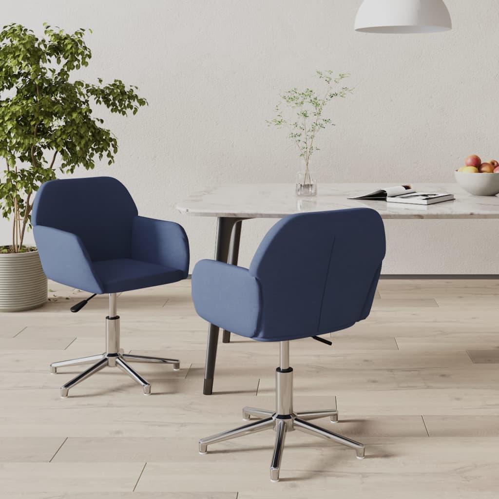 Sedie Da Pranzo Girevoli 2 Pz Blu In Tessuto