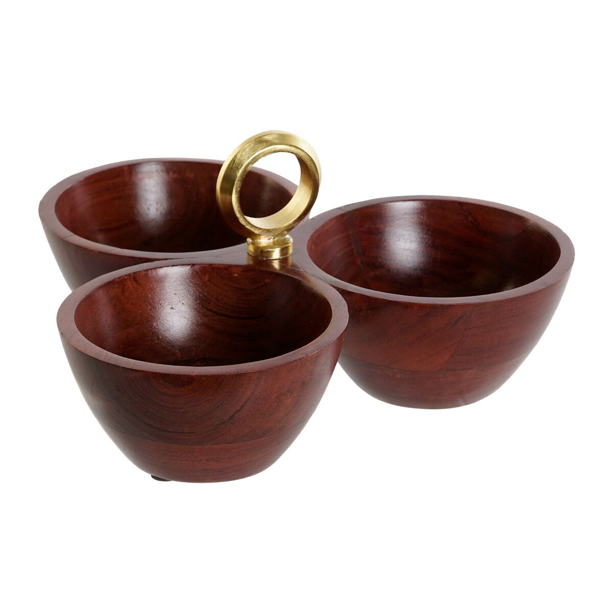Ciotola Home Esprit Marrone Dorato Alluminio Acacia 26 X 26 X 13 cm