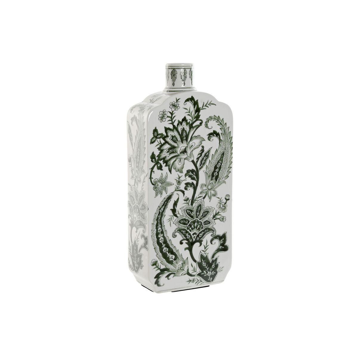 Vaso Home Esprit Bianco Verde Porcellana Foglia Della Pianta 16,5 X 8 X 38 cm