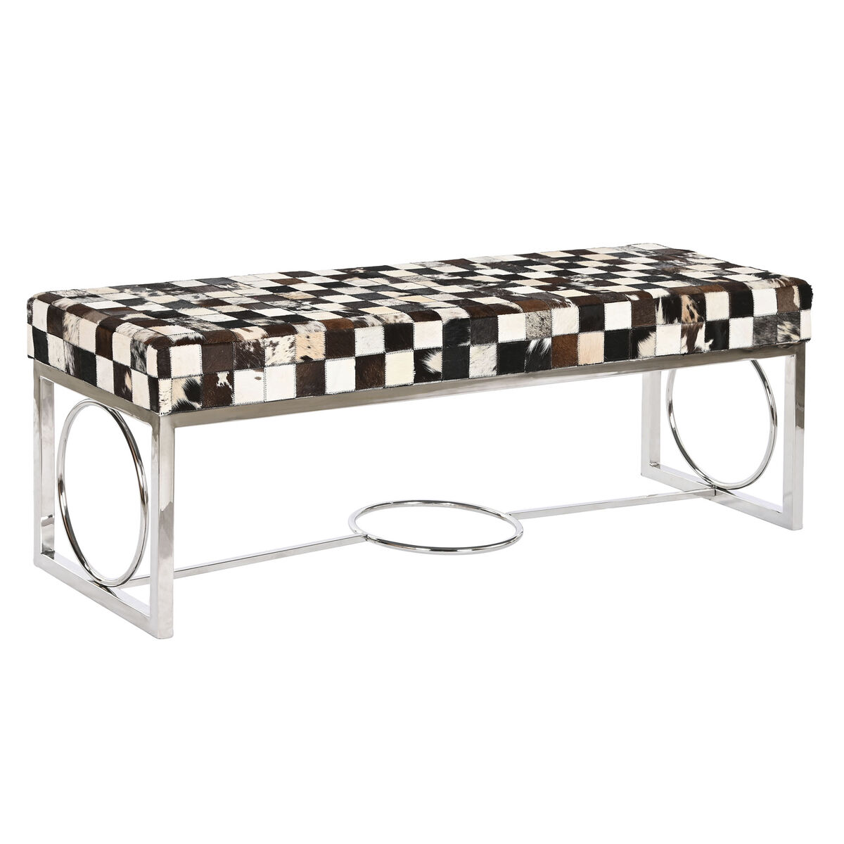 Panca Dkd Home Decor Crema Argentato Marrone Scuro Acciaio 122 X 41 X 44 cm