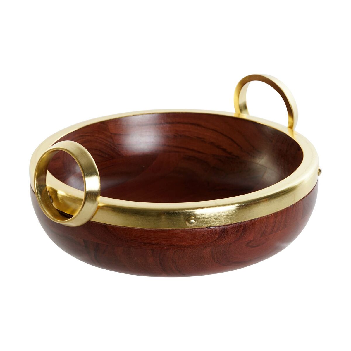 Insalatiera Home Esprit Marrone Dorato Alluminio Acacia 28 X 26 X 12 cm