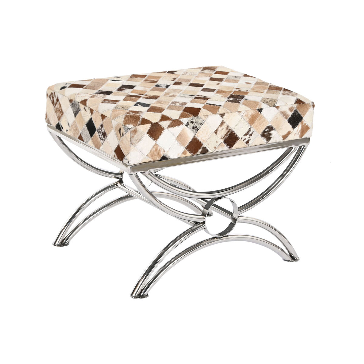 Panca Dkd Home Decor Marrone Beige Argentato Cammello Acciaio 53 X 40 X 43 cm