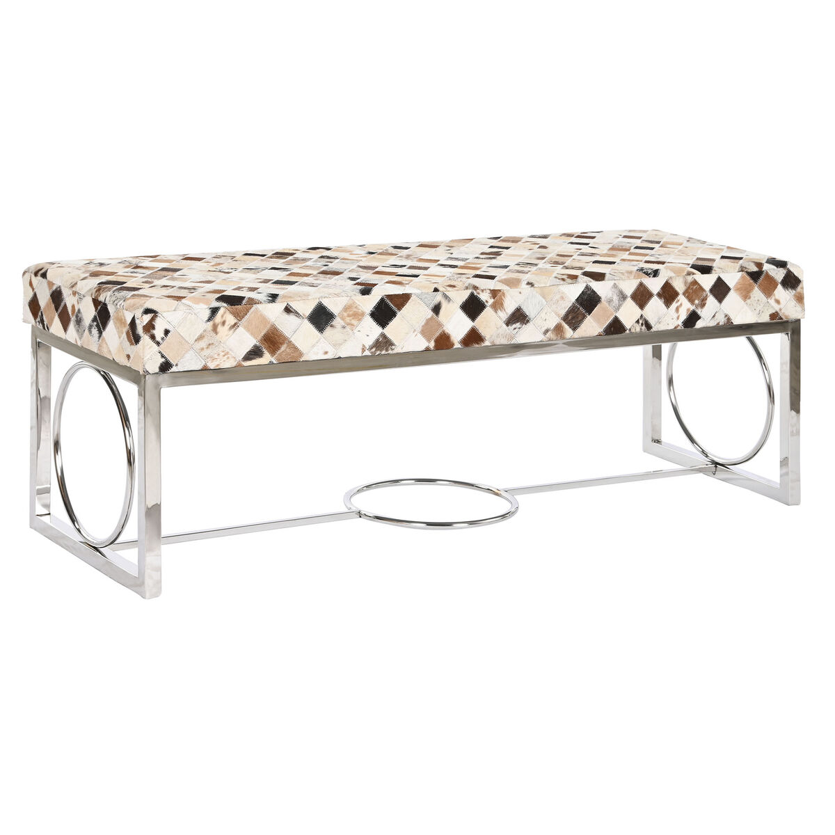 Panca Dkd Home Decor Marrone Beige Argentato Cammello Acciaio 122 X 41 X 44 cm