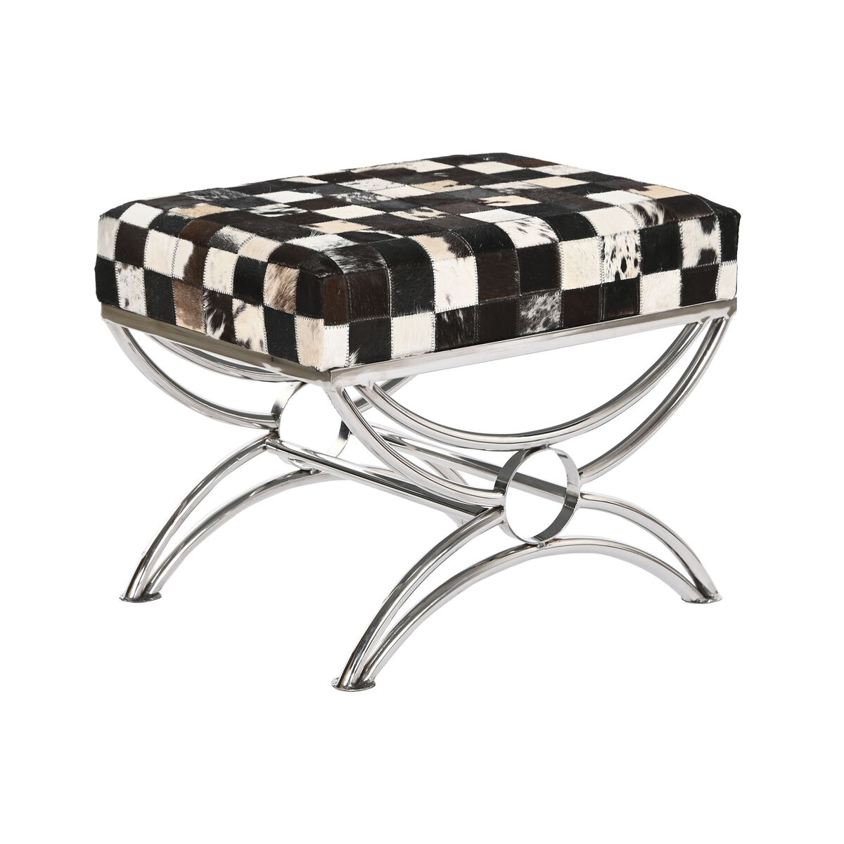 Panca Dkd Home Decor Marrone Crema Argentato Marrone Scuro Acciaio 53 X 40 X 43 cm