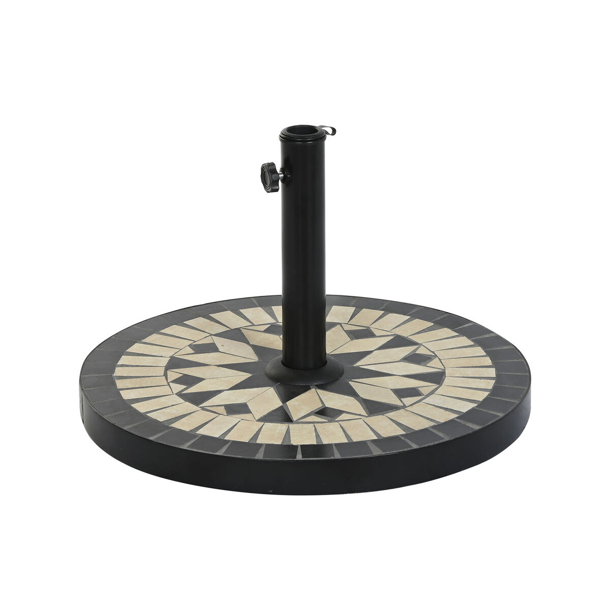Base Per Ombrellone Dkd Home Decor Nero Acciaio Inossidabile Bianco Gres (50 X 50 X 32,5 Cm)