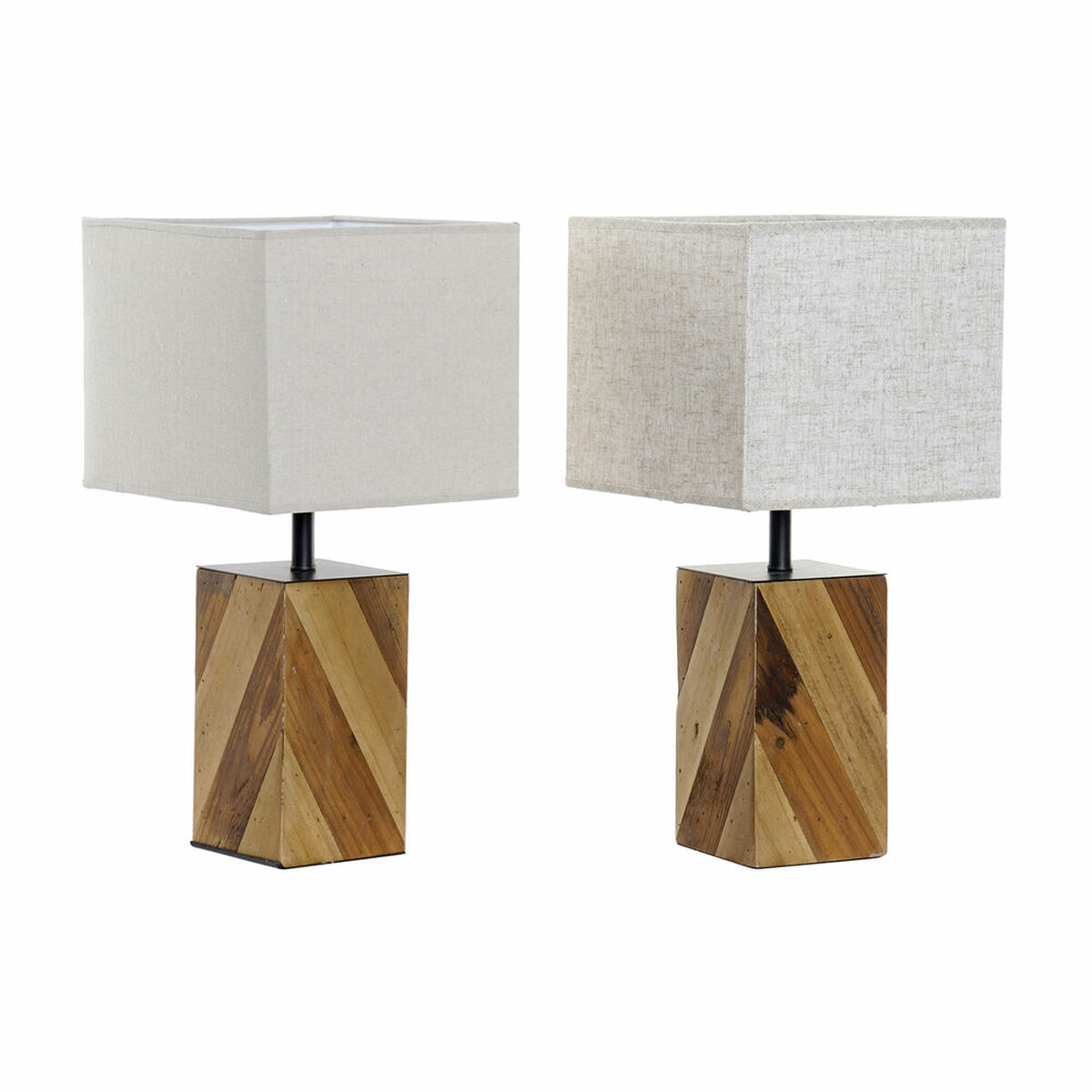 Lampada Da Tavolo Dkd Home Decor 25,5 X 25,05 X 52 Cm Abete Naturale Beige Metallo Crema 220 V 60 W 25 X 25 X 21 Cm (2 Unità)
