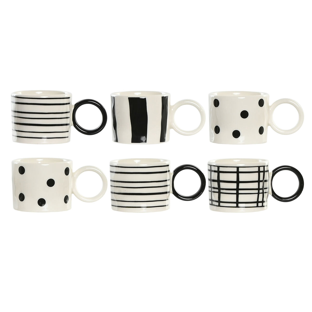 Set Di Tazze Da Caffè Home Esprit Bianco Nero Porcellana 90 ml