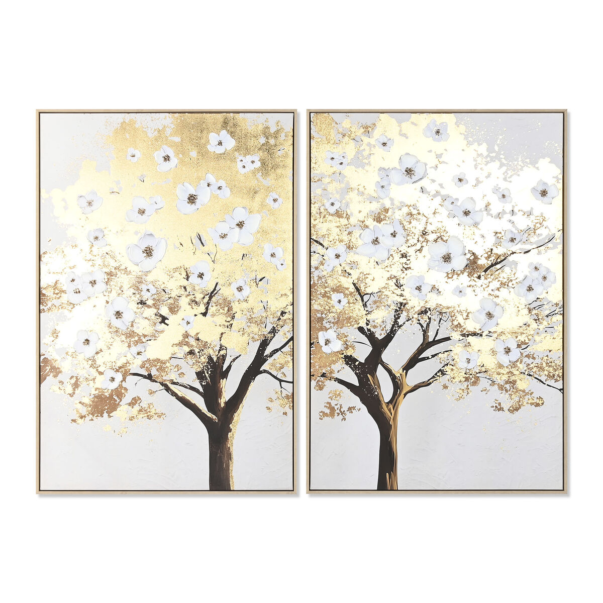 Tela Home Esprit Marrone Grigio Dorato Albero Moderno (2 Unità)