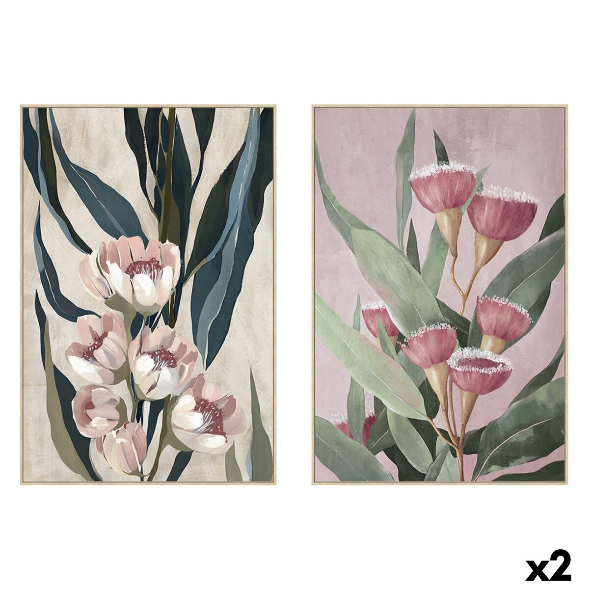 Tela Home Esprit Verde Rosa Fiori Moderno (2 Unità)