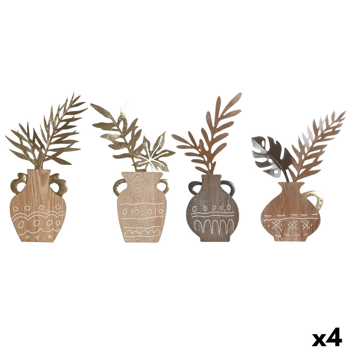 Statua Decorativa Home Esprit Naturale Vaso Boho 28,5 X 2 X 50 Cm (4 Unità)