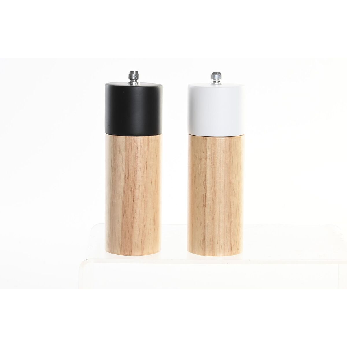 SalierA-Pepiera Dkd Home Decor 5 X 5 X 16 Cm Ceramica Nero Legno D'albero Della Gomma Bianco (2 Unità)