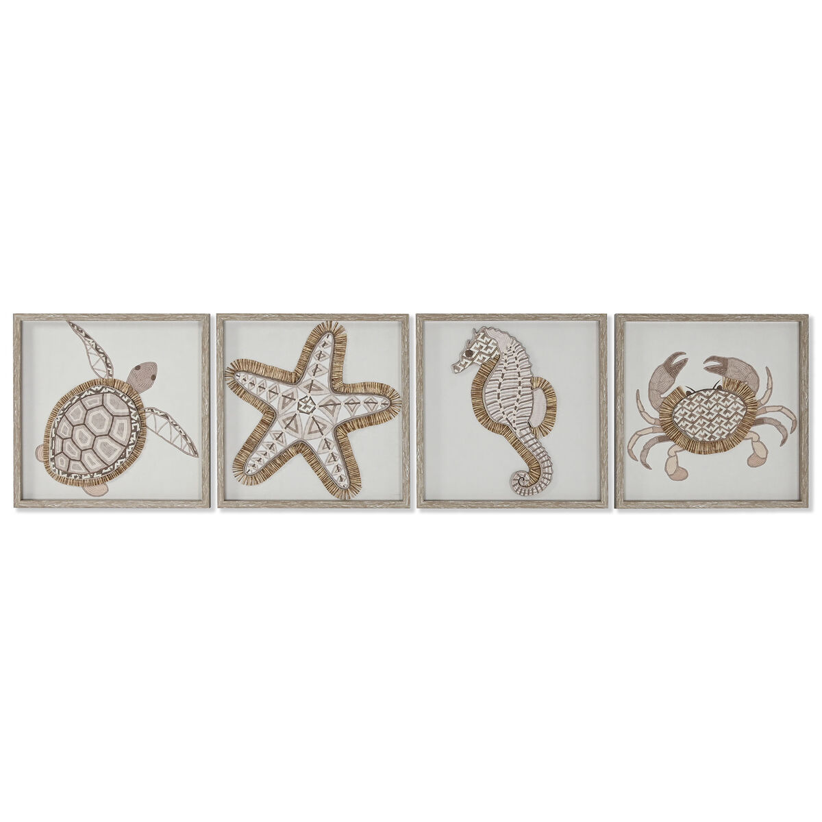 Tela Home Esprit Bianco Naturale Mediterraneo Marino 40 X 3 X 40 Cm (4 Unità)