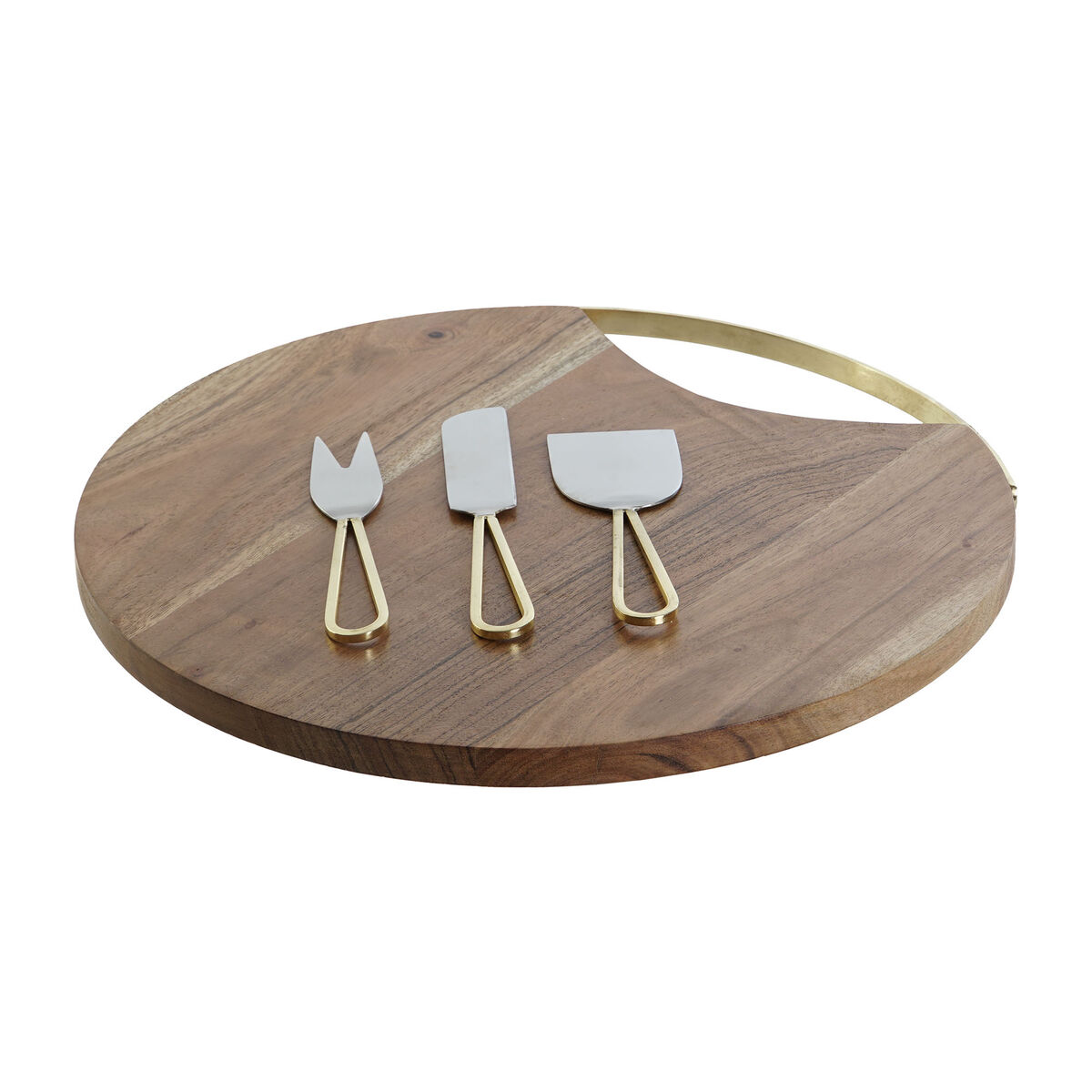 Tagliere Dkd Home Decor Dorato Naturale Acciaio Inossidabile Acacia 35,5 X 35,5 X 1,5 Cm (4 Pezzi)