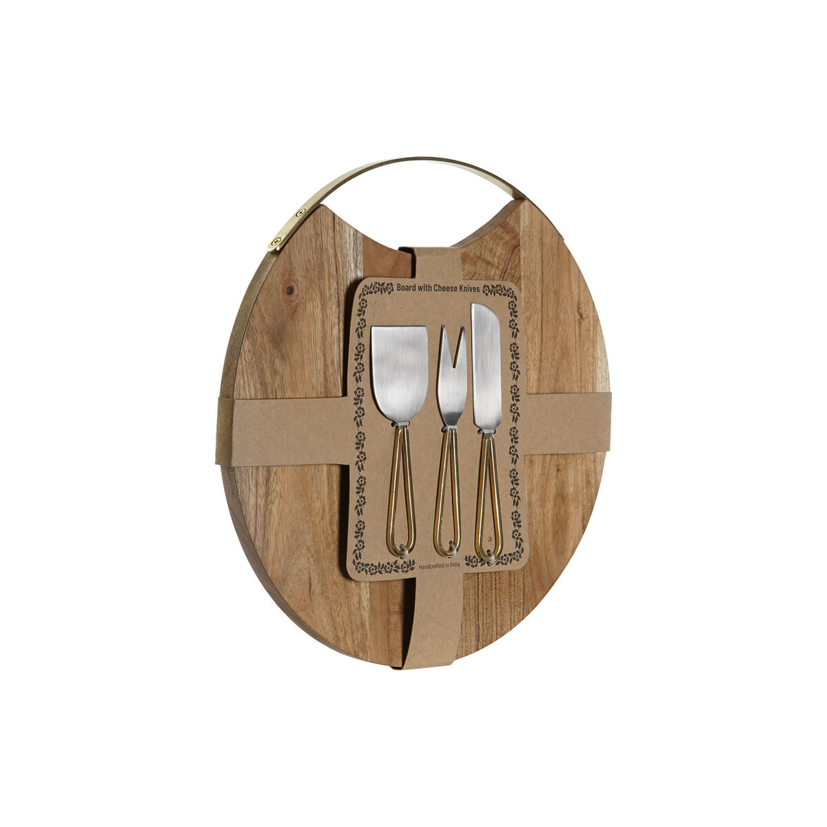 Tagliere Dkd Home Decor Dorato Naturale Acciaio Inossidabile Acacia 35,5 X 35,5 X 1,5 Cm (4 Pezzi) - Image 4