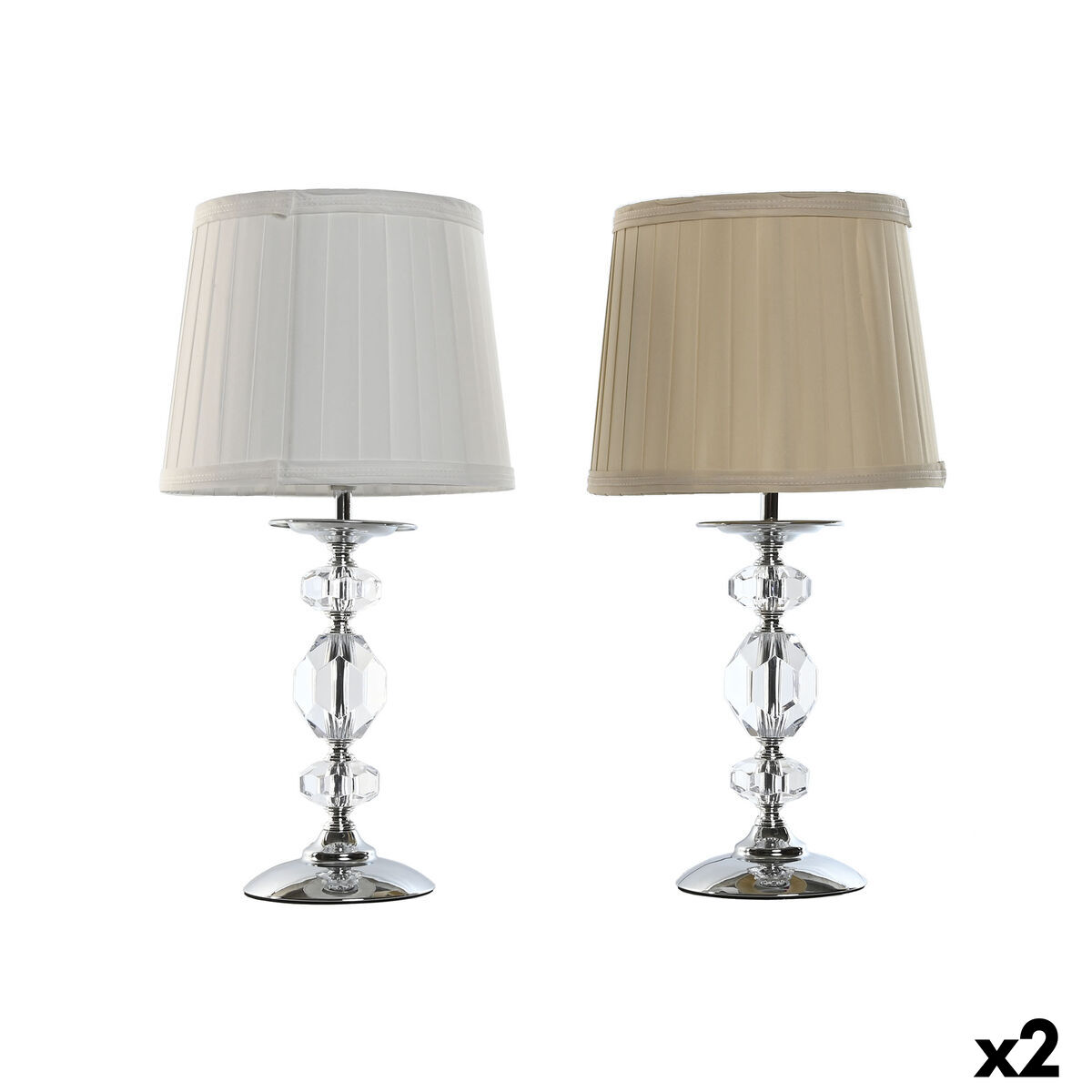 Lampada Da Tavolo Home Esprit Bianco Beige Metallo 25 W 220 V 22 X 22 X 45 Cm (2 Unità)
