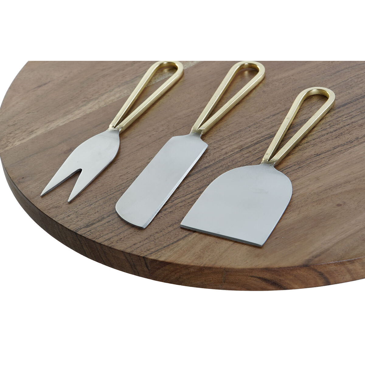 Tagliere Dkd Home Decor Dorato Naturale Acciaio Inossidabile Acacia 35,5 X 35,5 X 1,5 Cm (4 Pezzi) - Image 6