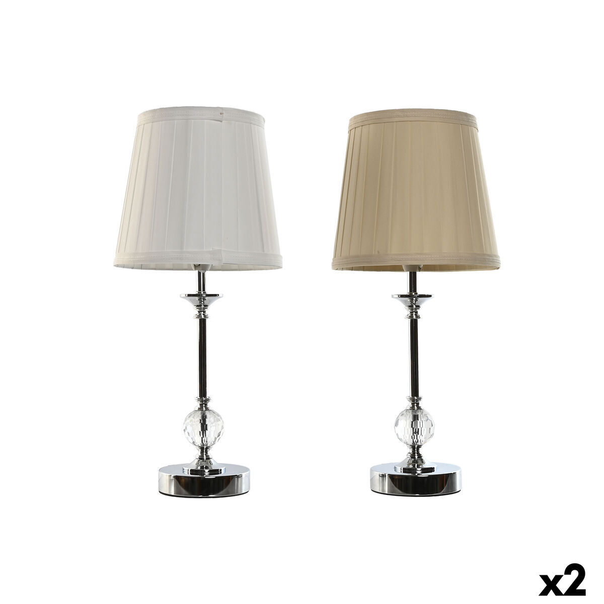 Lampada Da Tavolo Home Esprit Bianco Beige Metallo 25 W 220 V 20 X 20 X 46 Cm (2 Unità)