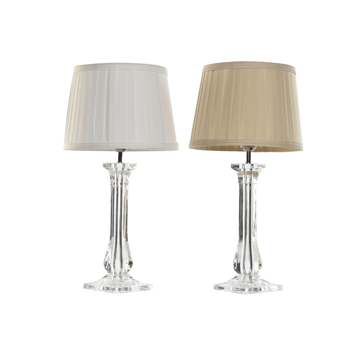 Lampada Da Tavolo Home Esprit Bianco Beige Metallo 60 W 220 V 25 X 25 X 50 Cm (2 Unità)