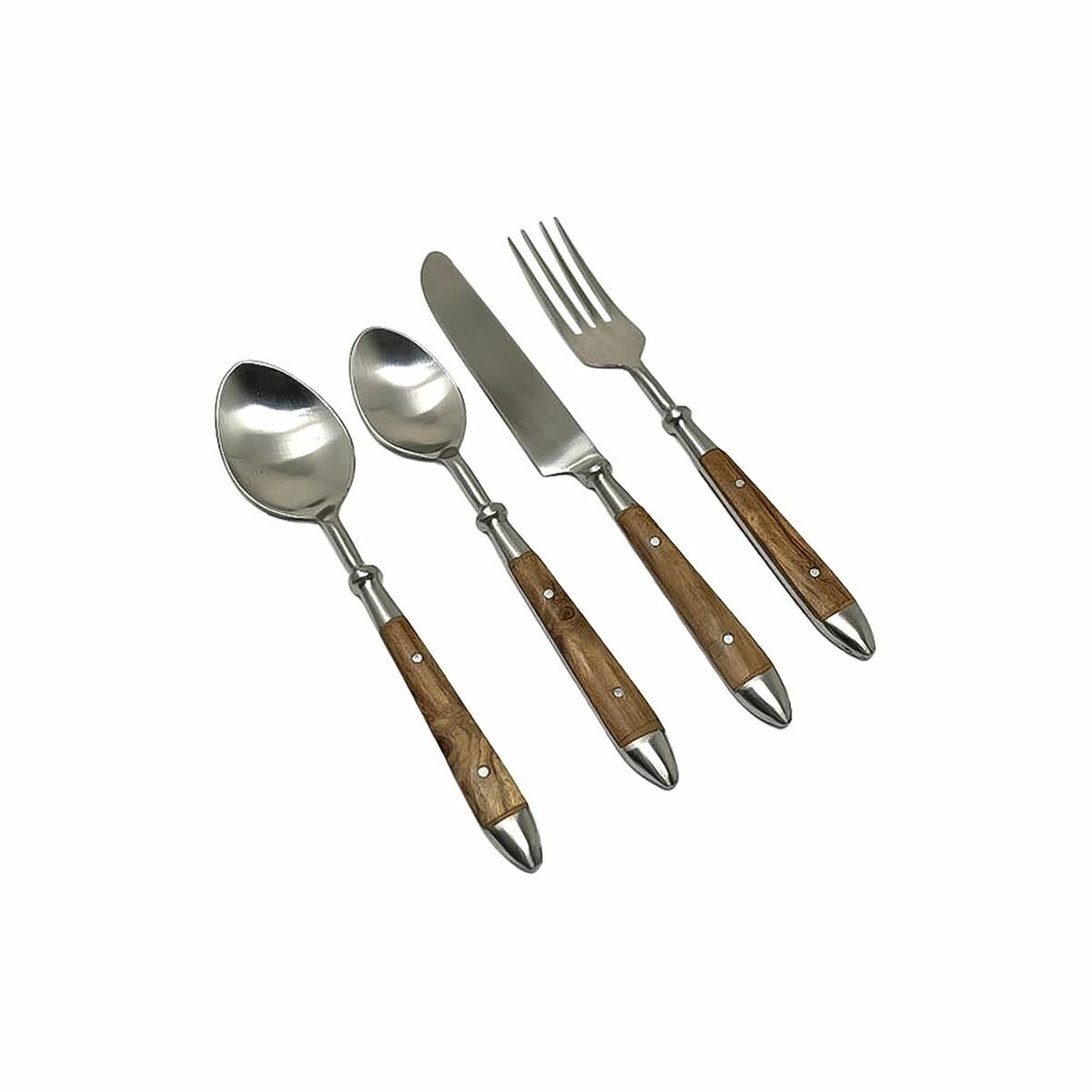 Posate Dkd Home Decor Naturale Argentato Acciaio Inossidabile Acacia (4,5 X 2 X 20 Cm)
