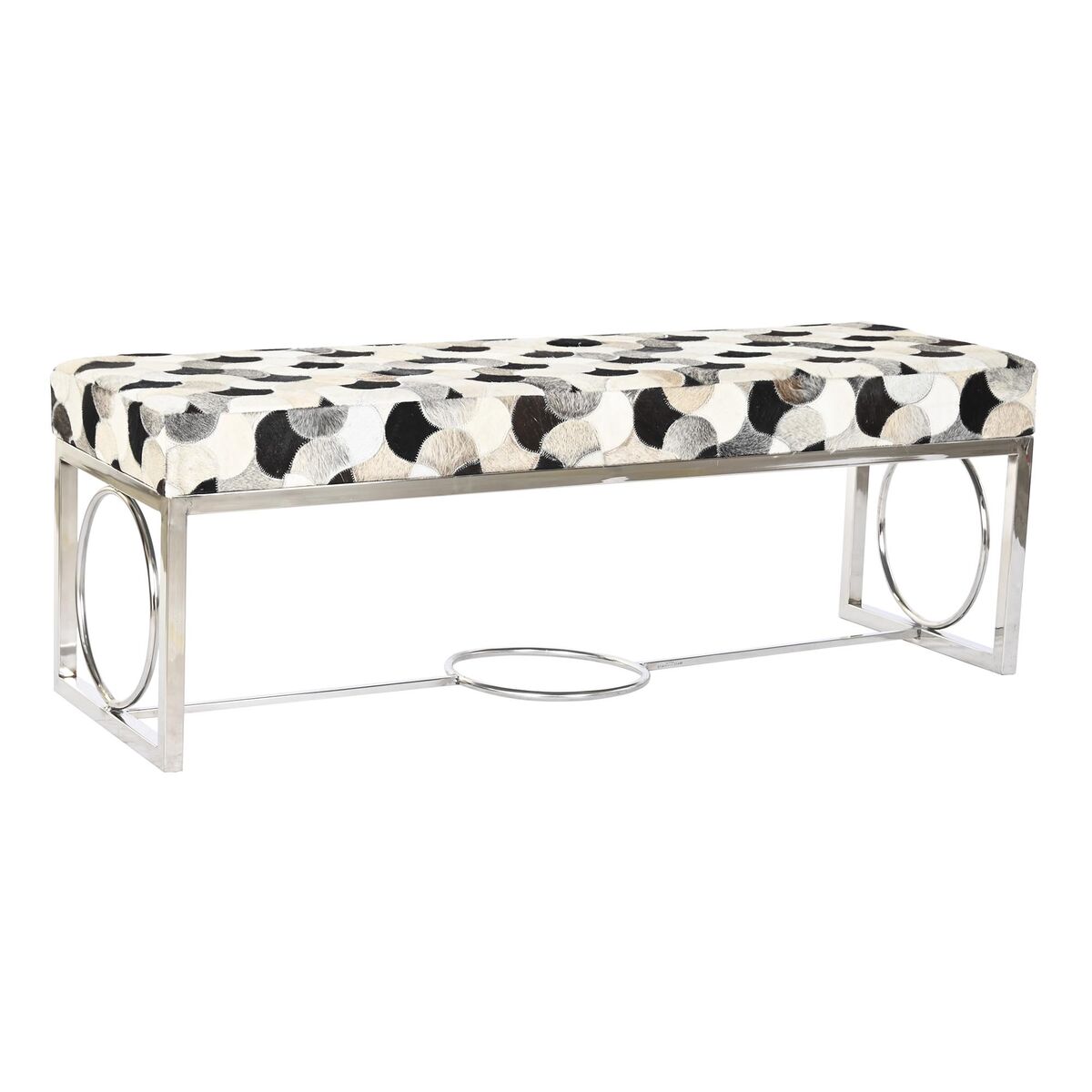 Panca Dkd Home Decor Bianco Marrone Nero Argentato Acciaio 122 X 41 X 44 cm