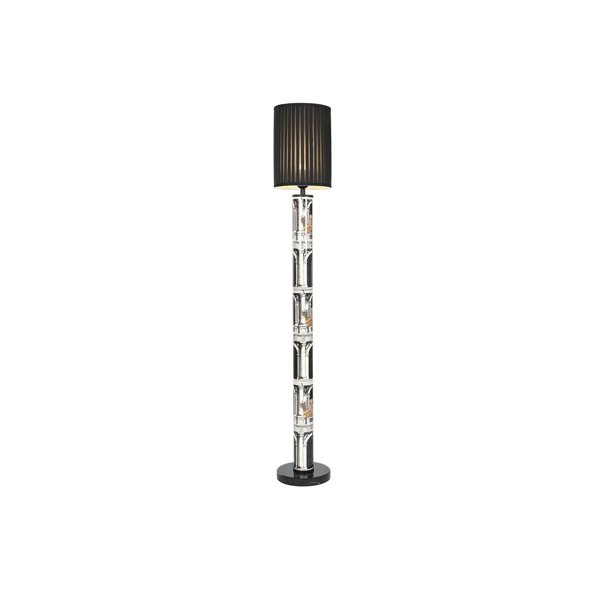 Lampada Da Terra Home Esprit Bianco Nero Dorato Metallo Porcellana Polipropilene 25 X 25 X 166 cm