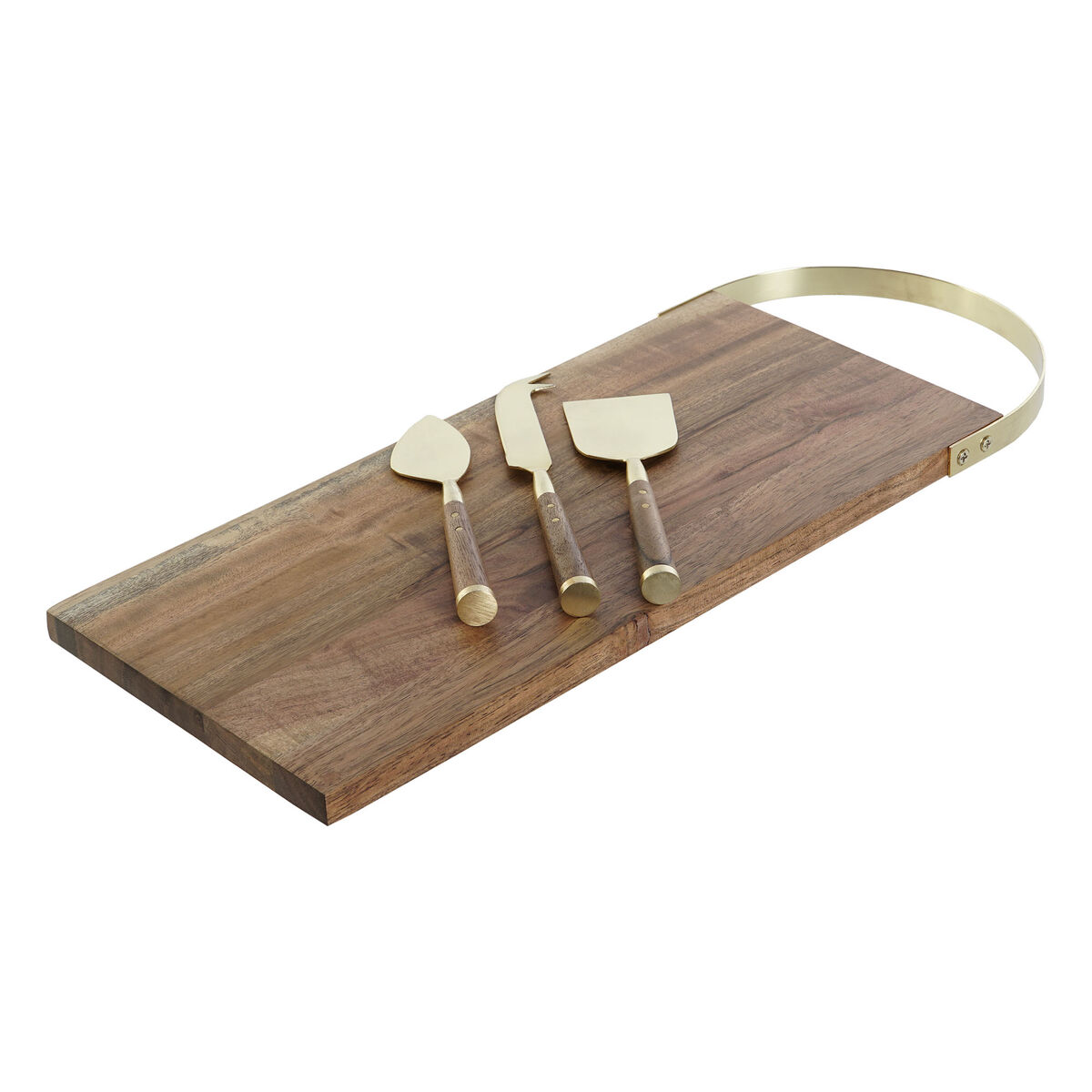 Tagliere Dkd Home Decor Dorato Naturale Acciaio Inossidabile Acacia 46,5 X 17,7 X 2 Cm (4 Pezzi)