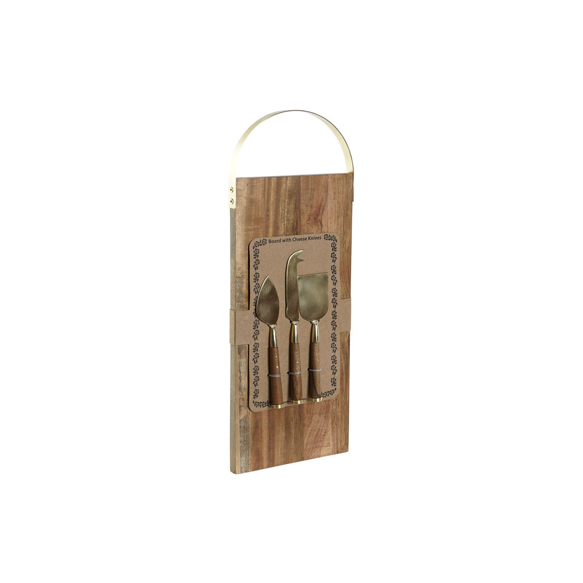 Tagliere Dkd Home Decor Dorato Naturale Acciaio Inossidabile Acacia 46,5 X 17,7 X 2 Cm (4 Pezzi) - Image 4