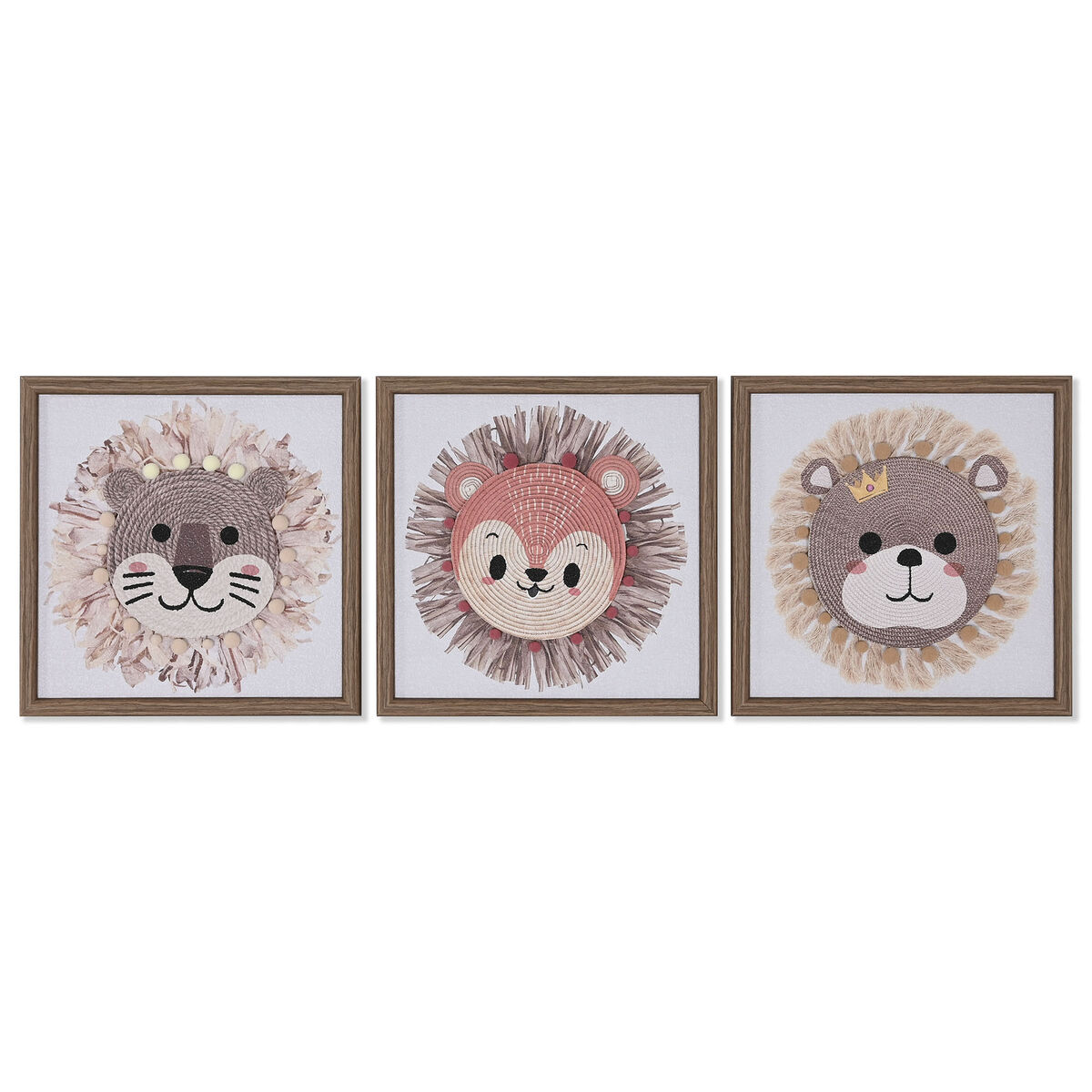 Tela Home Esprit Bianco Naturale Per Bambini Animali 30 X 2,6 X 30 Cm (3 Unità)