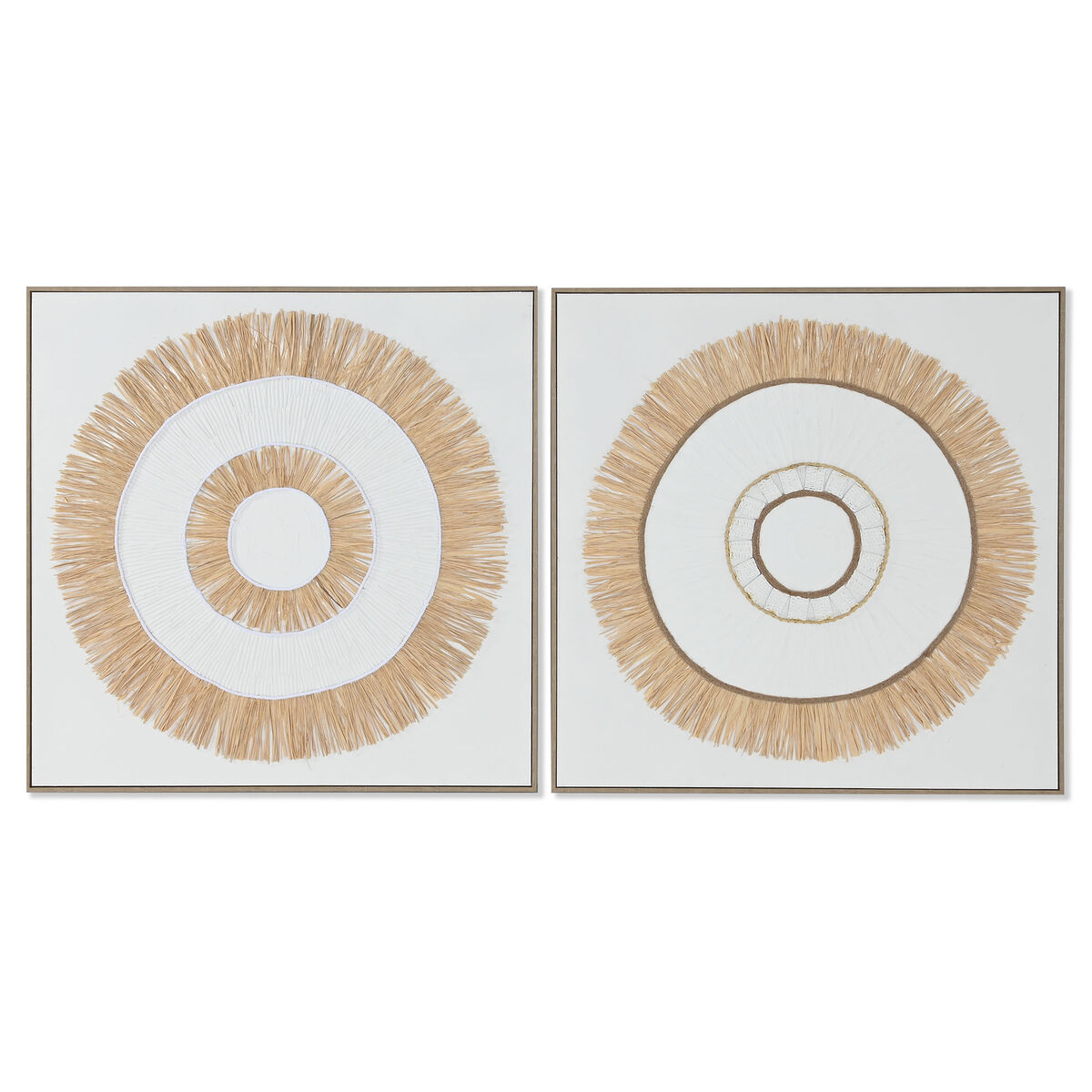 Tela Home Esprit Bianco Naturale Boho 92 X 4,5 X 92 Cm (2 Unità)