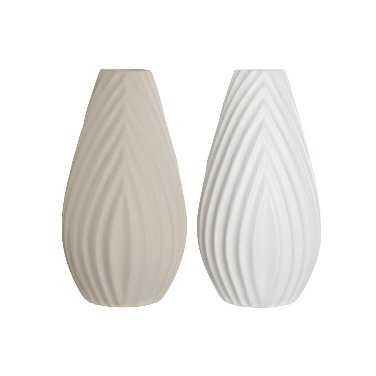 Vaso Home Esprit Bianco Beige Gres Stile Artigianale 24 X 24 X 41 Cm (2 Unità)