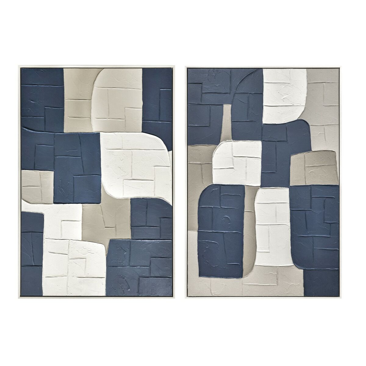 Tela Home Esprit Azzurro Bianco Astratto Città 83 X 4 X 123 Cm (2 Unità)
