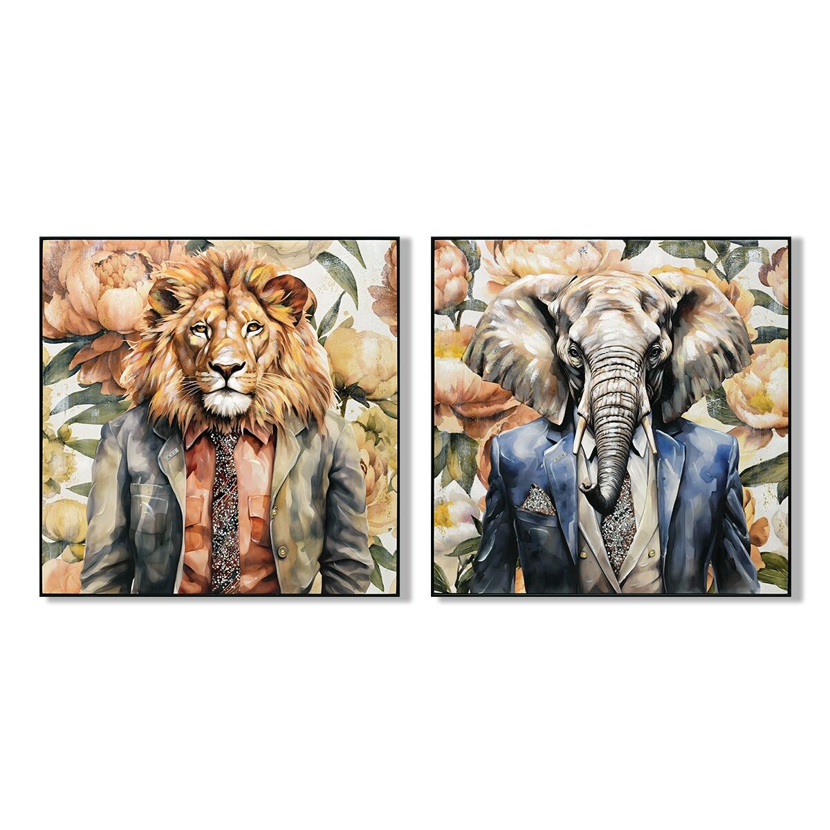 Tela Home Esprit Elefante Leone Moderno 102 X 4 X 102 Cm (2 Unità)