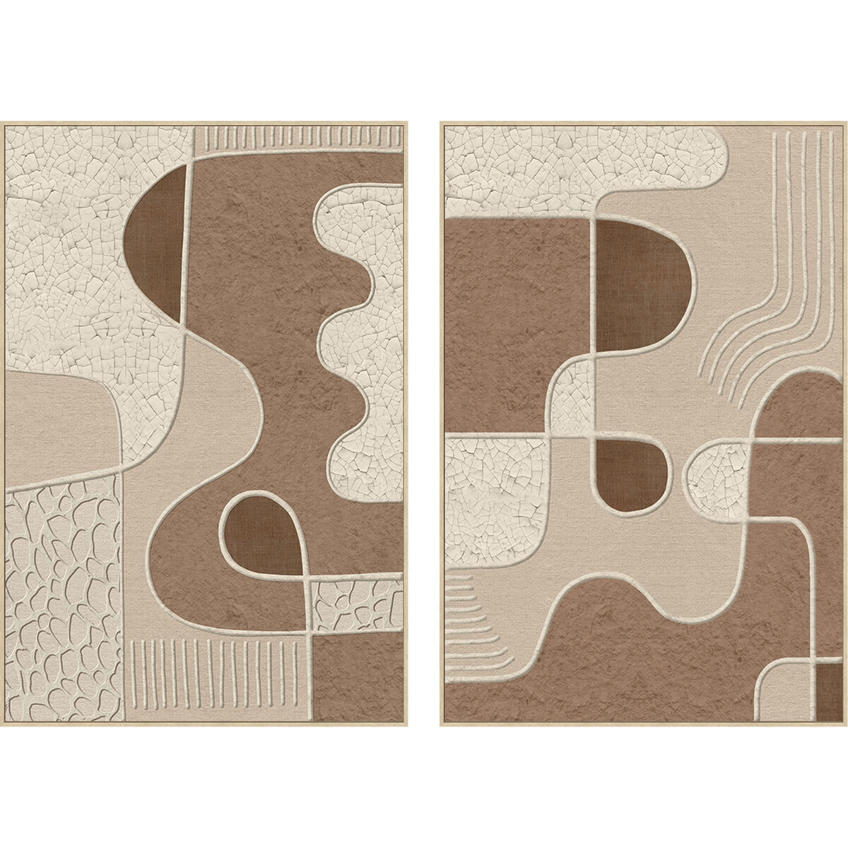 Tela Home Esprit Bianco Beige Astratto Città (2 Unità)